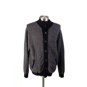 Emozioni‎ Uomo Cardigan Sweater Men's Size XL Blue Wool Blend Tweed Italy 3366